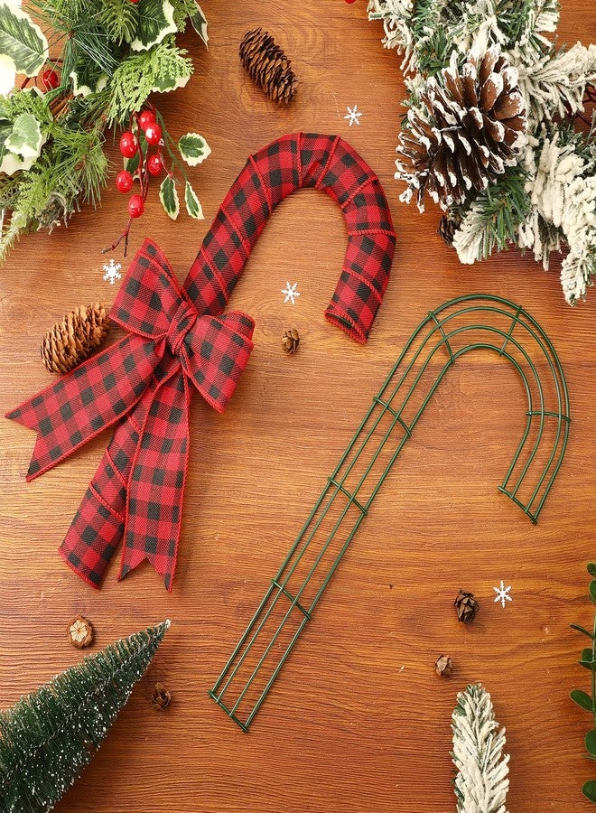 Linsuminn Candy Cane Wreath Frame Christmas Decorations, 14 Inch Metal Wire Wreath Form, 2 Pack Dark Green J Letter Shaped Wreaths Rings for Christmas New Year Front Door Home Outdoor Decor DIY Crafts Supplies - Image 5